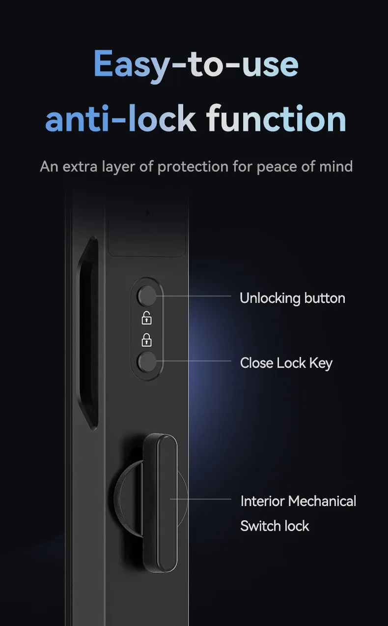 Фото Smartier Tuya цифровой автоматический электронный биометрический замок Ttlock Wi-Fi интеллектуальный замок с узкими краями дверной замок с отпечатками пальцев №5