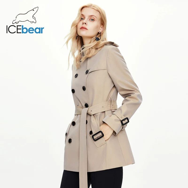 

ICEbear 2022 весна и осень новый повседневный модный показ тонкая короткая двубортная ветровка женская 82012