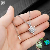 silver color openwork star of david pendant luminous necklace women choker flying horse glowing in the dark fashion jewelry