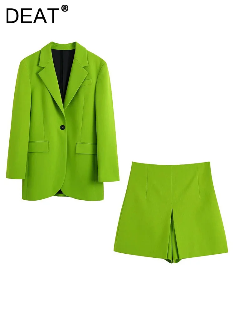

[DEAT] Casual High Waist Skirt Pants Two Piece Suit New Lapel Long Sleeve Loose Fit Women Fashion Spring 2023 13LP558