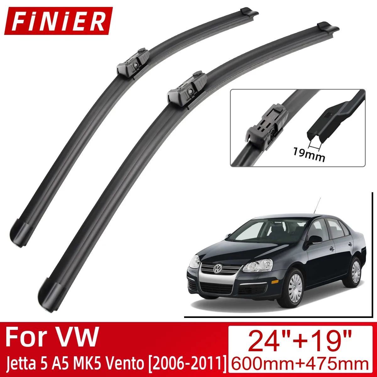 

For VW Jetta 5 A5 MK5 Vento 2006-2011 Car Accessories Front Windscreen Wiper Blade Brushes Wipers 2011 2010 2009 2008 2007 2006