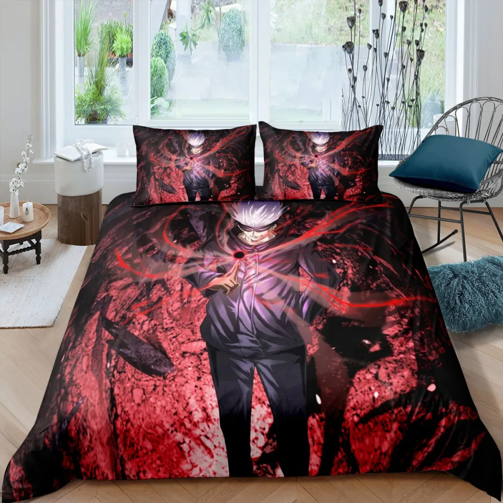 

Anime Bedding Jujutsu Kaisen Duvet Cover 2/3 Piece Queen King Size Quilt Cover for Bedroom Kids Microfiber Comforter Cover Sets