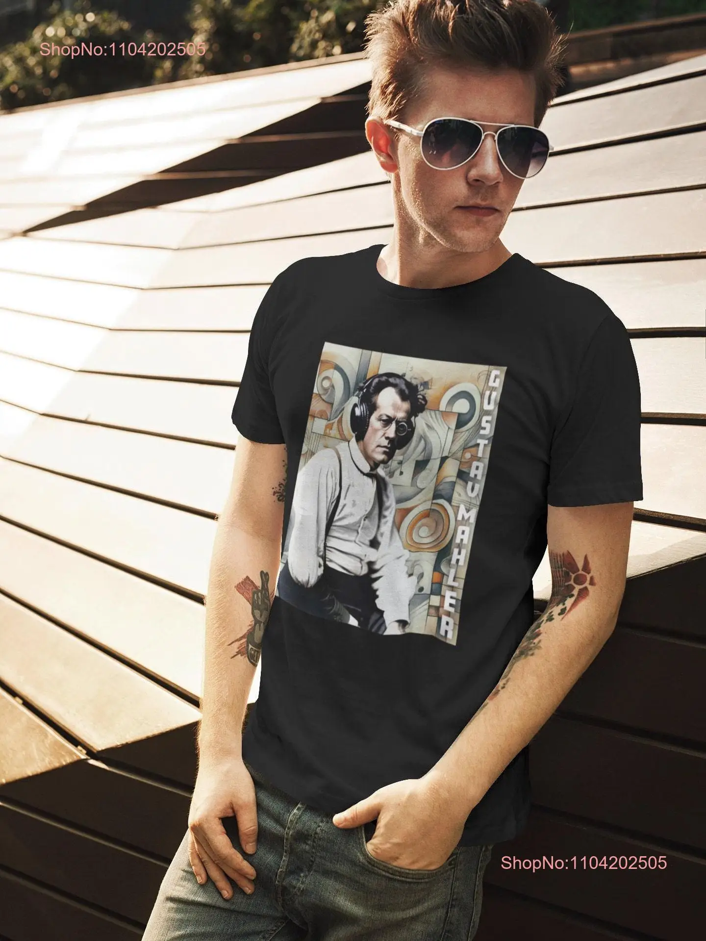 Композитор для наушников Gustav Mahler футболка с круглым вырезом учитель музыки