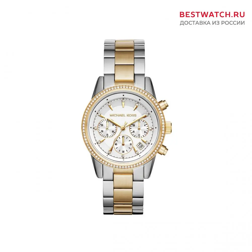 Наручные часы Michael Kors MK6474 женские с кварцевым хронографом на биколорном браслете