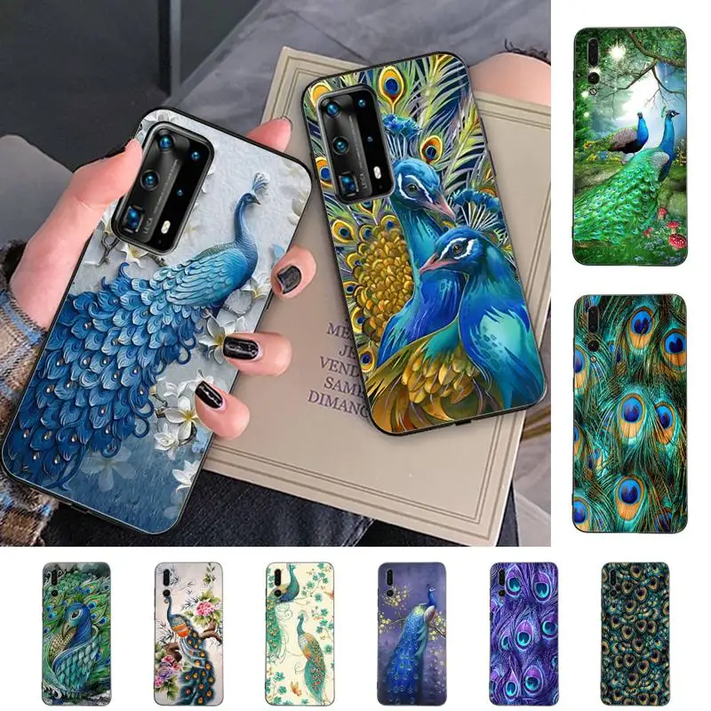 

Peacock feather Phone Case for Huawei P30 40 20 10 8 9 lite pro plus Psmart2019