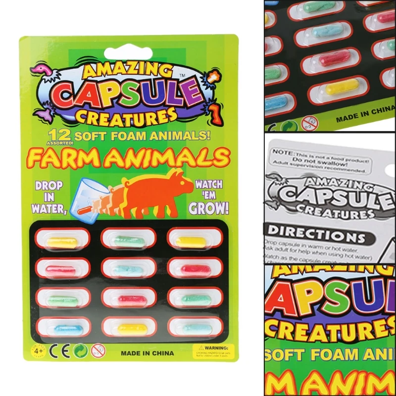 

4PCS Growing Capsule Animal Toy Prank Gag Toddler Party Favor Gift Stuffings