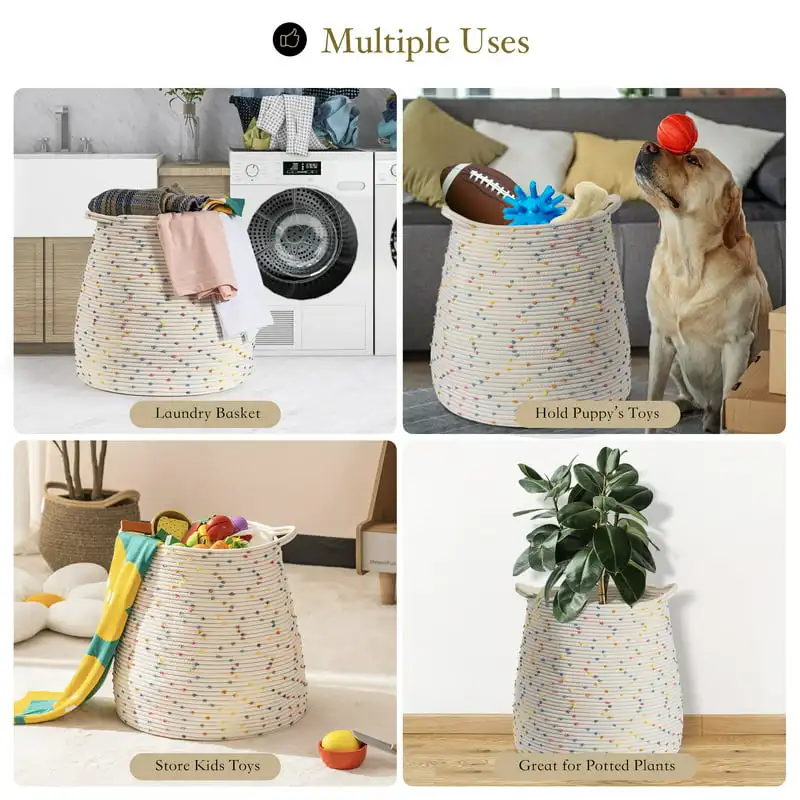 

Original Cotton Rope Storage Basket, Laundry Basket for Bedroom, Bathroom and Living room Hangmandjes keuken Fruit basket Canast