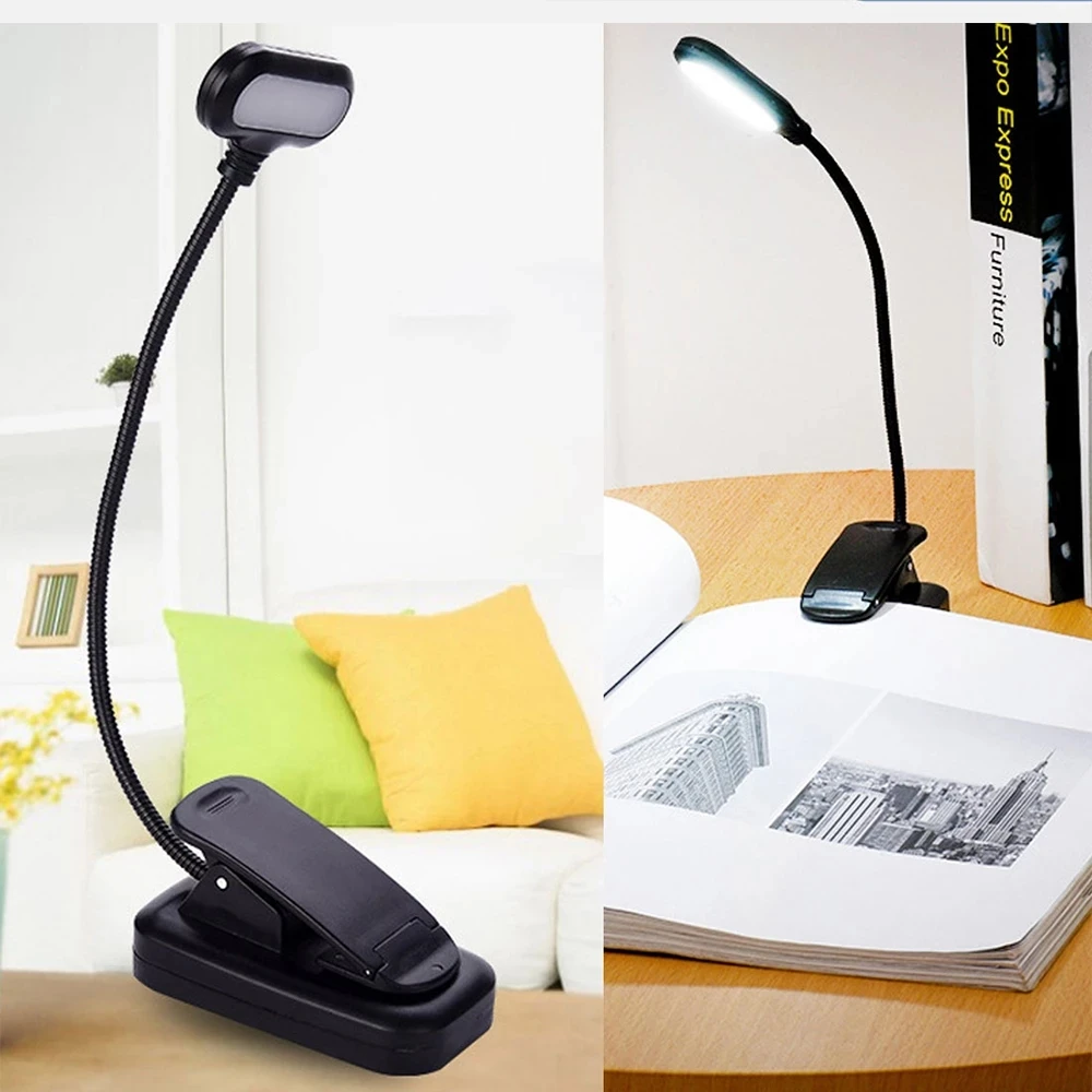 

Adjustable LED Book Light With Goosenecks Clip 5 LEDs AAA Battery Powered Flexible Night Reading Desk Lamp Notebook Cool White