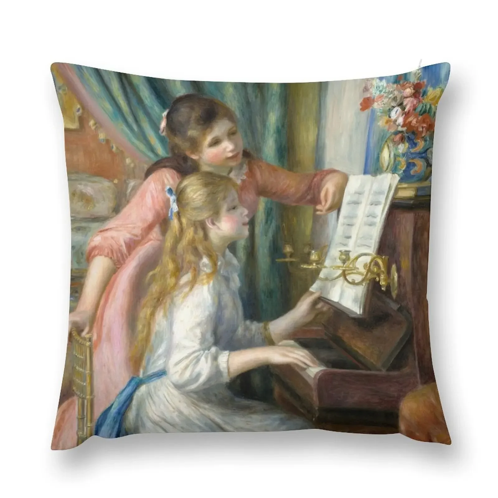 Пьер-Агуст Ренуар. Две молодые девушки на фортепиано 1892. Декоративная подушка