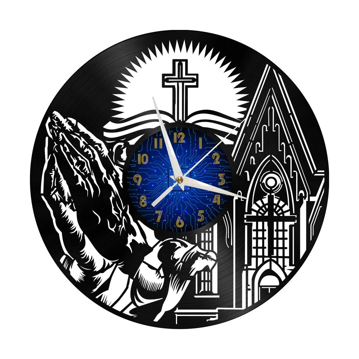 

Church Vinyl Wall Clock, Vinyl Record Clock Wall Art Silent & Non-ticking