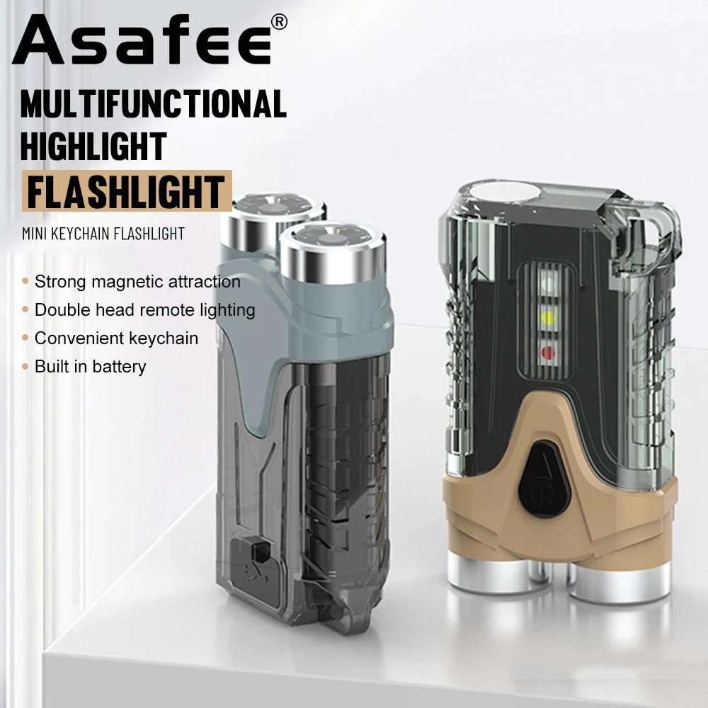 

Asafee V326 EDC Mini Flashlight 200LM 100M Range IP65 Waterproof Torch Rechargeable Keyring Tail Magnetic Lamp 500MAH Battery