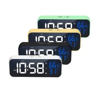 wireless alarm clock led with voice control temperature humidity snooze type c recharageable music table 2 sets alarm clocks