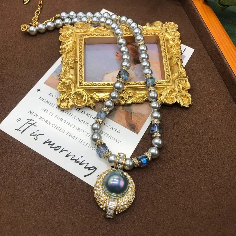 Ожерелье Draweye в стиле барокко с серым жемчугом для женщин винтажное корейское