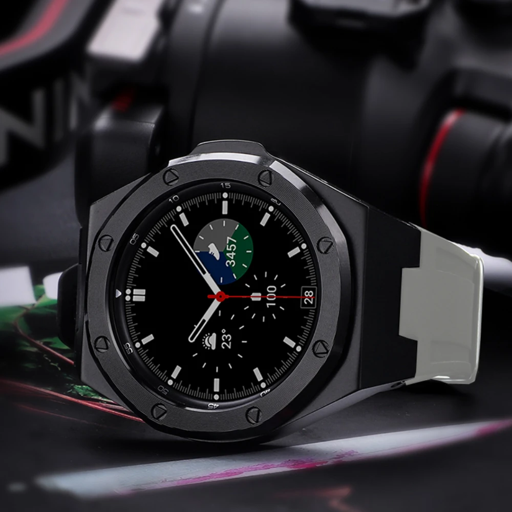 Modification Kit Strap for Samsung Galaxy Watch 4 Classic 46mm High-end Stainless Steel Case for Watch 4 Classic 46mm Wristband