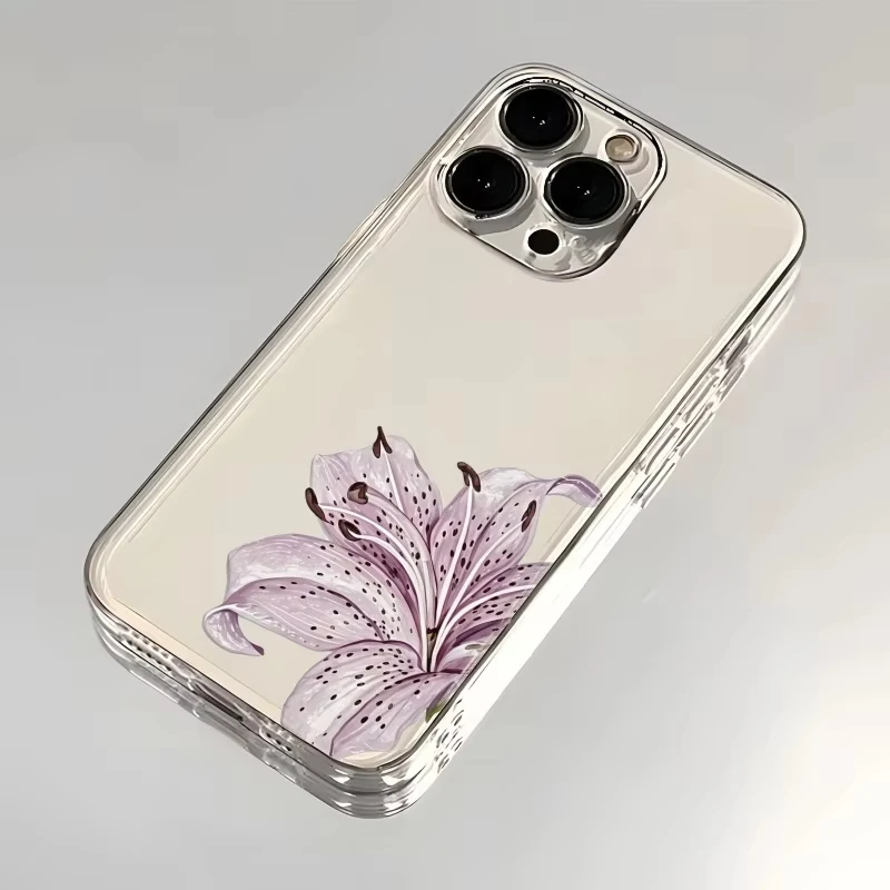 Фото Прозрачный чехол для телефона с принтом «Фиолетовая лилия» для iPhone 17 Pro Max, 16, 15 Pro, 14, 13, 12, 11, XR, XS, 17 Air, 16 Plus, мягкий силиконовый чехол №3