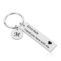 custom keychain gift for men her engrave keyring drive safe i need you here with me for couples a z 26 initials letter pendant