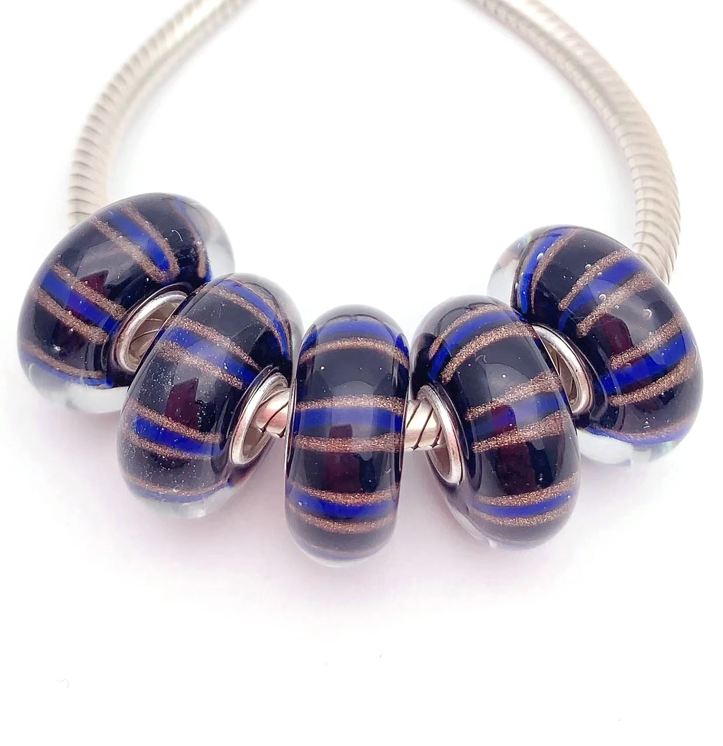 

YG826 5X 100% Authenticity S925 Sterling Silver Beads Murano Glassbeads NEW Fit European Charms Bracelet Diy Jewelry Lampwork