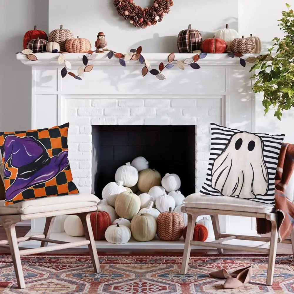 Женский комплект из 4 пауков белая фиолетовая шляпа в горошек с рисунком ведьмы