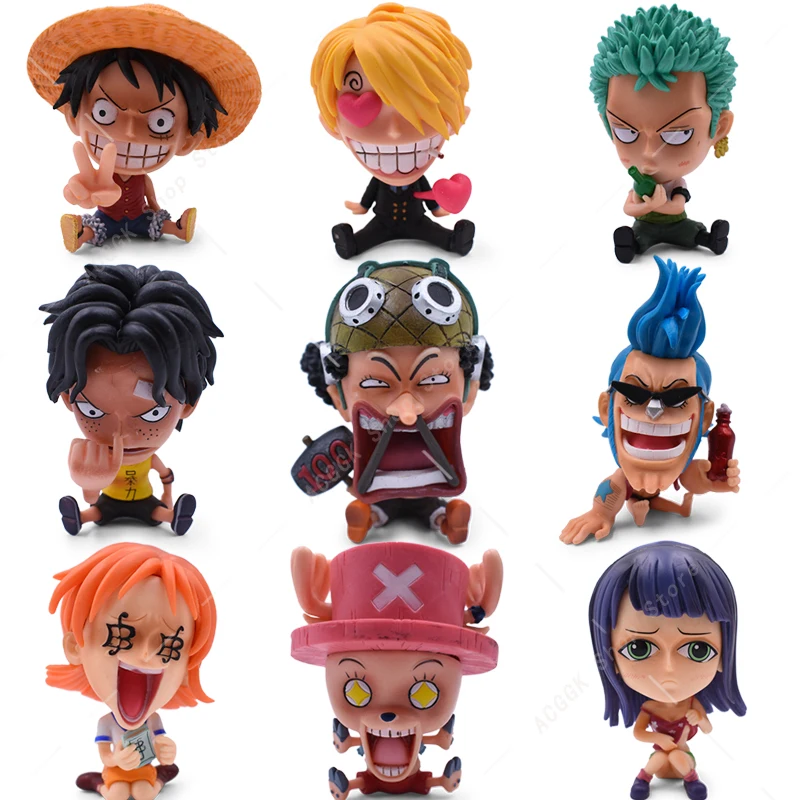 

One Piece Anime Figure Q Version Monkey·D·Luffy Vinsmoke Sanji Roronoa Zoro Nami PVC Action Cute Model Figures Collection Toys