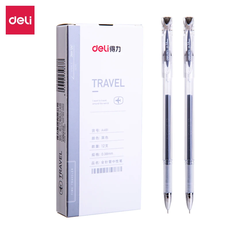 

6/9/12 Pcs Needle Gel Pen 0.38mm Black Ink Office Study Stationery Store Finance Financial High-Quality Gel Pen Signature Pen