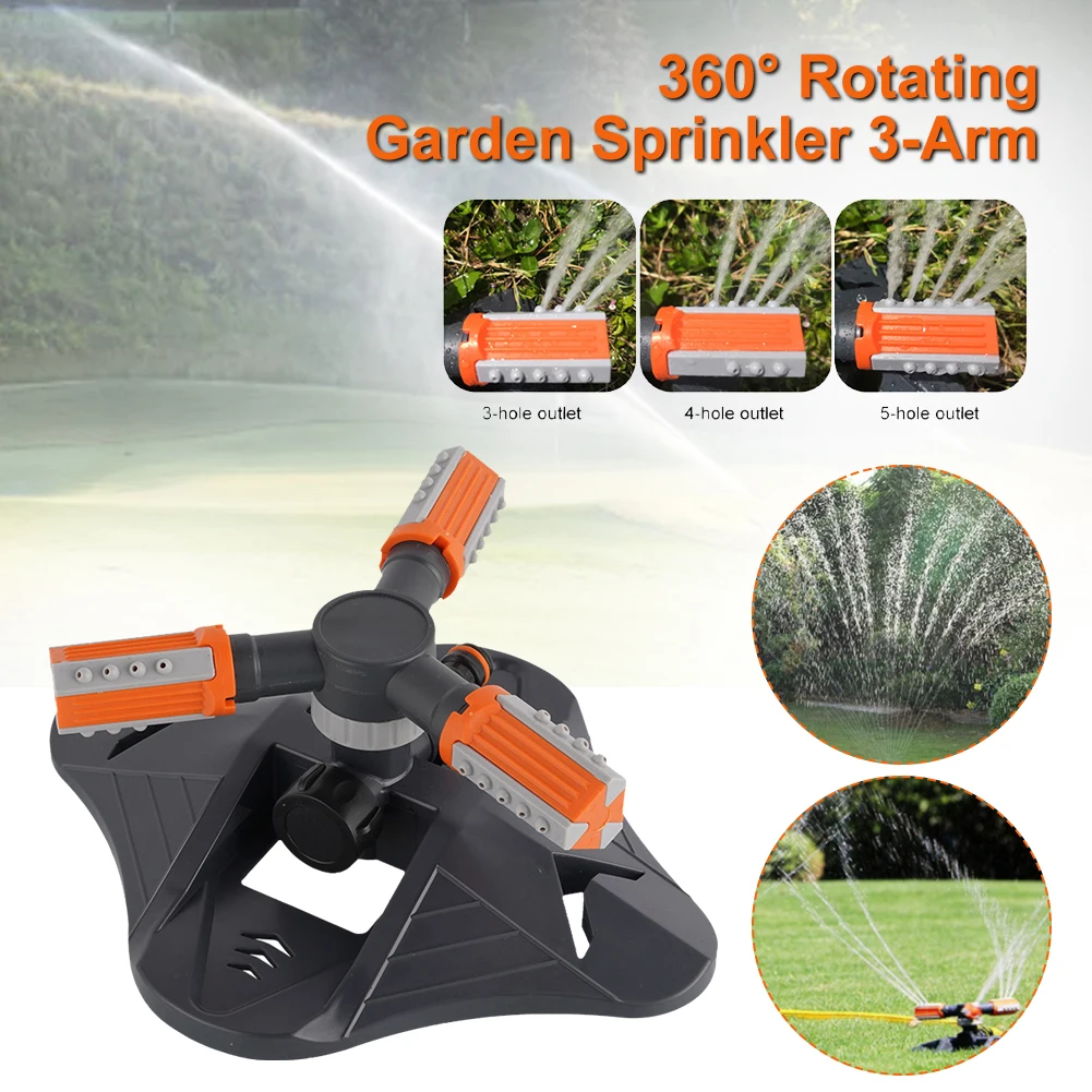 

Garden Sprinkler 3-Arm 360 Degree Rotating Automatic Water Sprinkler with Large Coverage Irrigation System for Garden Yard Lawn
