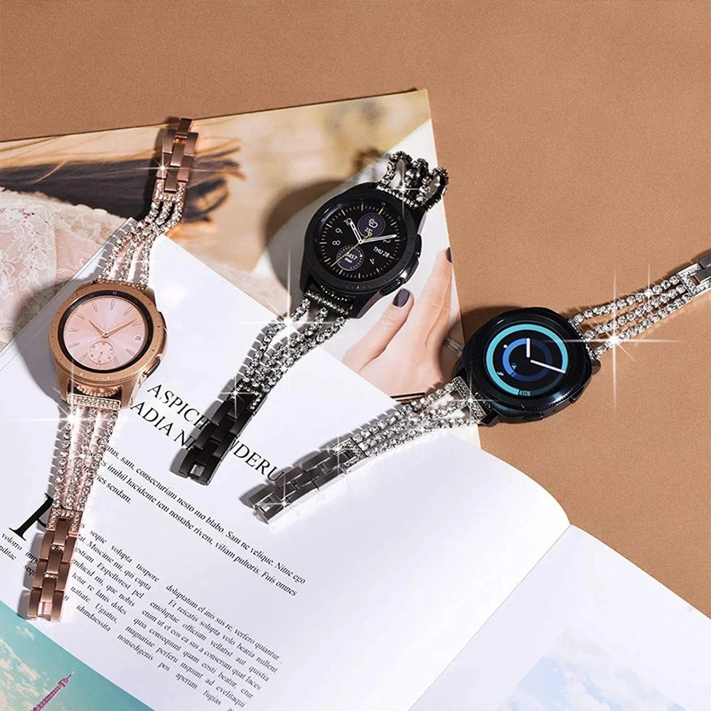 Women Diamond Stainless Steel Strap for Samsung Galaxy Watch 4 Classic 46mm 42mm/Watch4 44mm 40mm Band Metal Wristbands Bracelet
