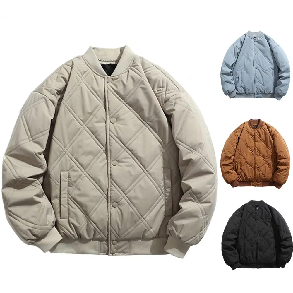 Popular Bomber Jacket Quilting Super Soft Loose Fit Ribbed Cuff Baseball Coat  Temperament Unisex Jacket Streetwear