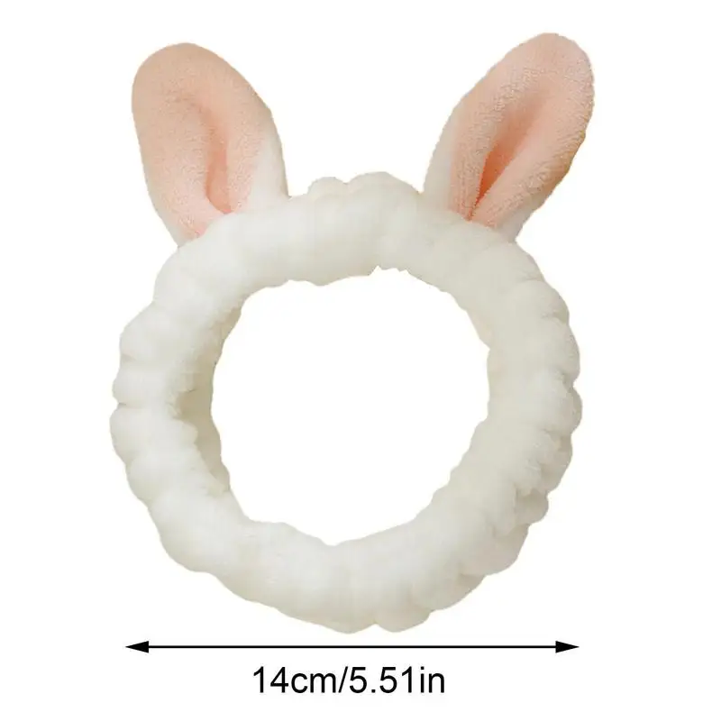 Adjustable Elastic Bunny Ear Makeup Headband Face Wash Headband Spa Soft Cute Rabbit Headband For Makeup Shower Teen Girls images - 6