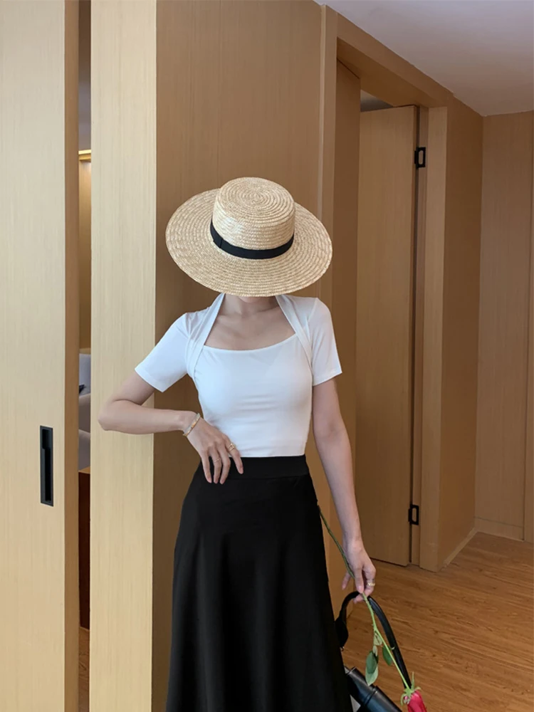 

Весенне-летний ретро свитер с круглым вырезом и коротким рукавом, футболка, женский тонкий сексуальный тонкий Топ с воротником и воротником