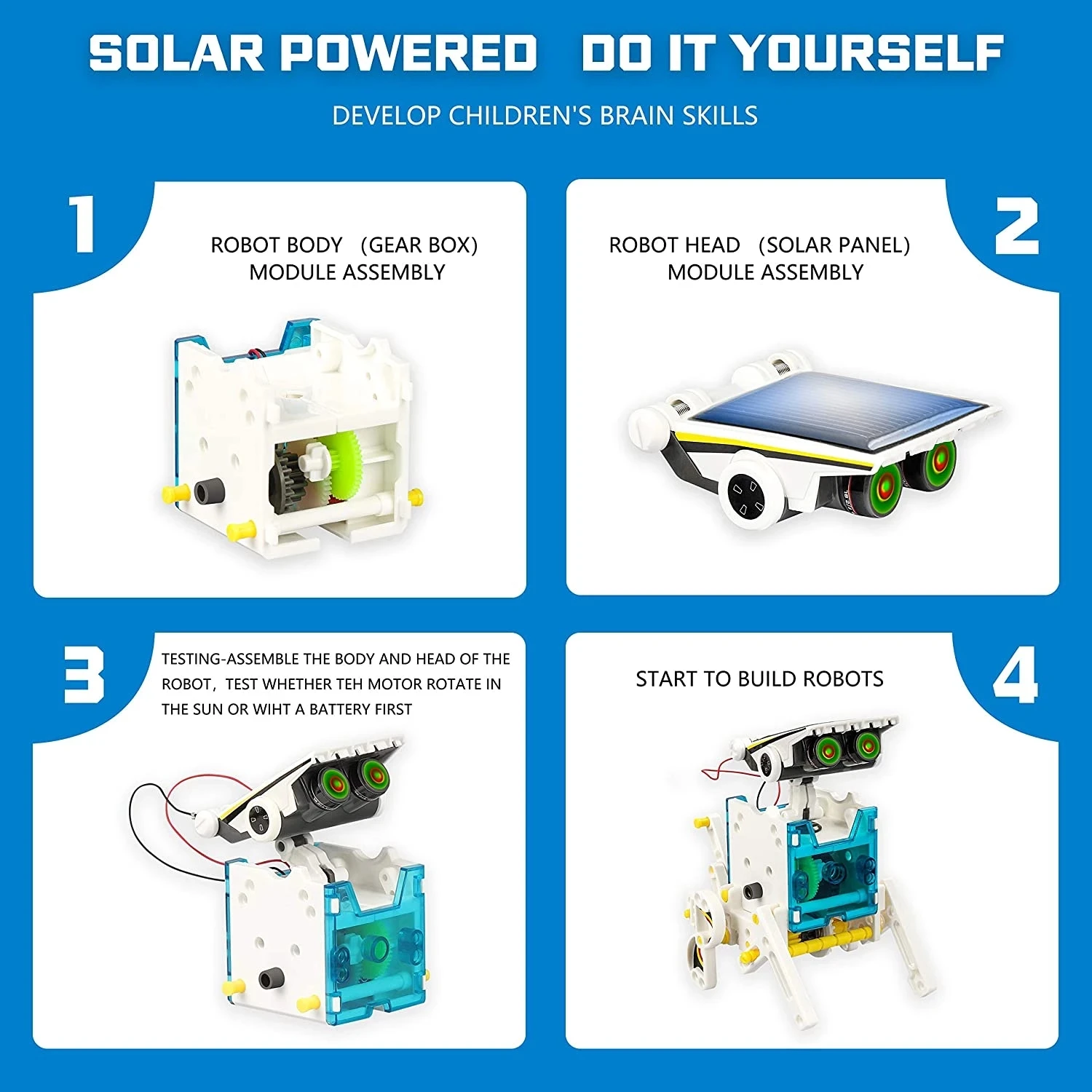 Robot Kit 13 in 1 Educational DIY Assembly Creation Toy Science Solar Powered STEM Building Sets for Children electronic diy kit |
