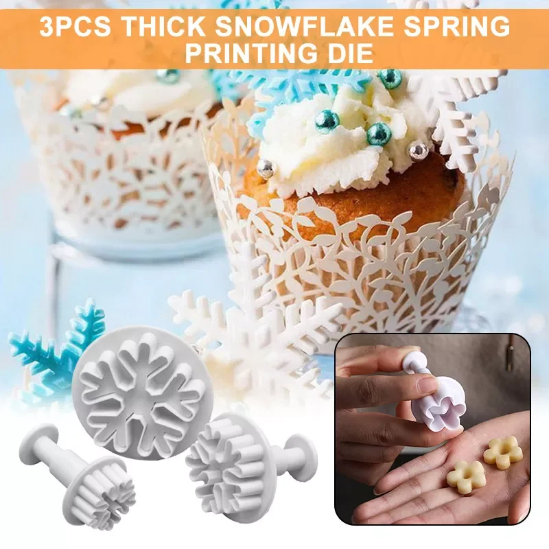 

3/4pcs cookie cutter pastry molds sugarcraft cake decorating tools fondant plunger tool snowflake Mould Set Baking Accessories