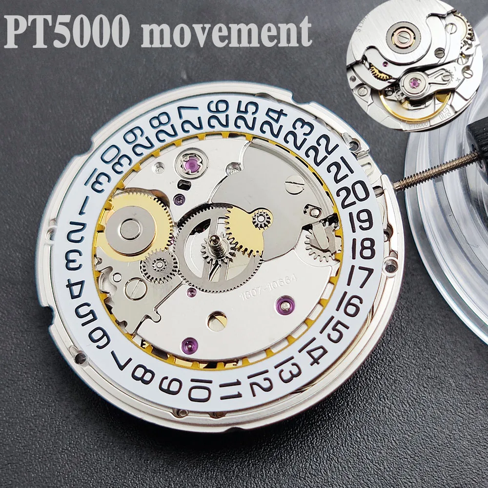 PT5000 Movement Automatic Mechanical Table 21600 BPH-28800 Bph date display Clone 2824 25 Gems