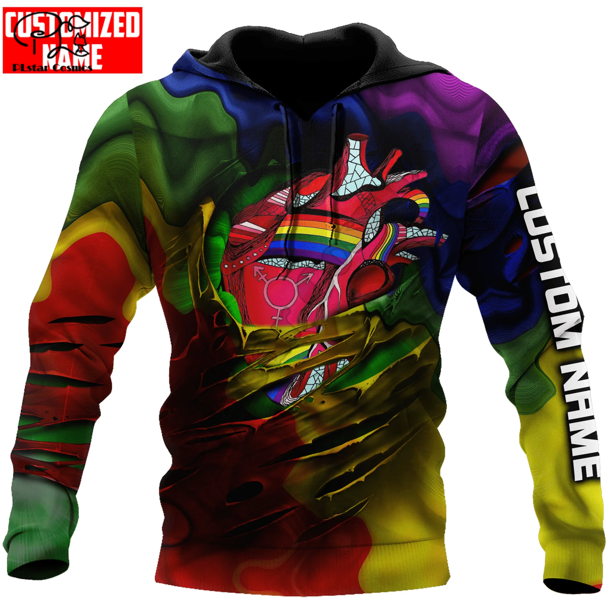 

Радужный пуловер для геев и лесбиянок с рисунком сердец, свобода, справедливость, прадость, ЛГБТ, уличная одежда в стиле Харадзюку для мужчи...