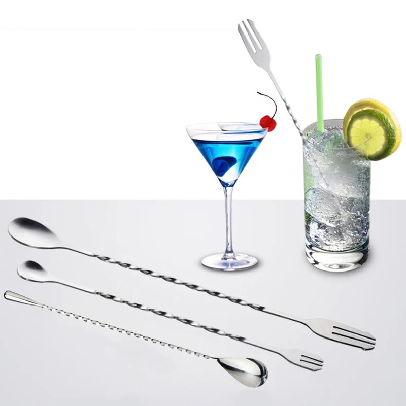 304 ложка для смешивания из нержавеющей стали с длинной ручкой спиральная двойная