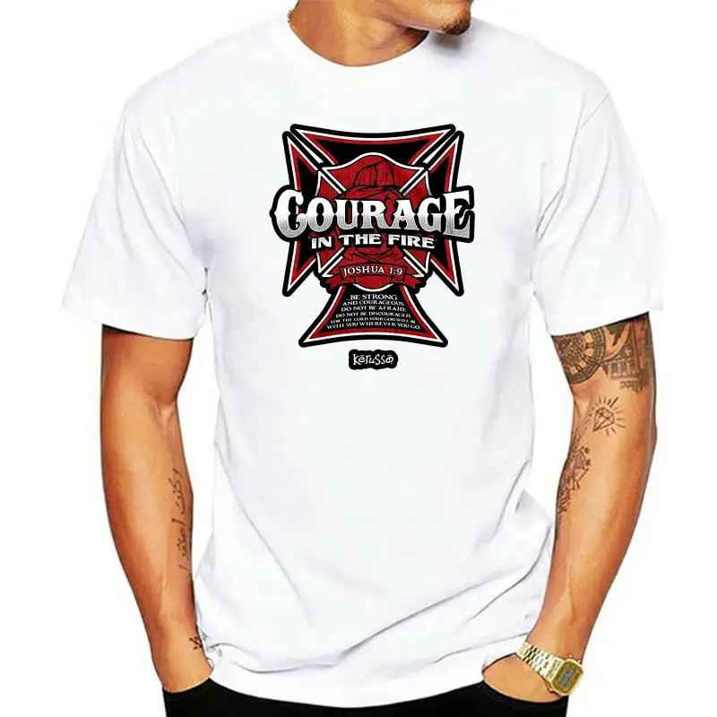 

Courage In The Fire - Firefighter T-Shirt T Shits Printing Short Sleeve Casual O-Neck 2022 Fashion 100% Cotton Slim Fit Top