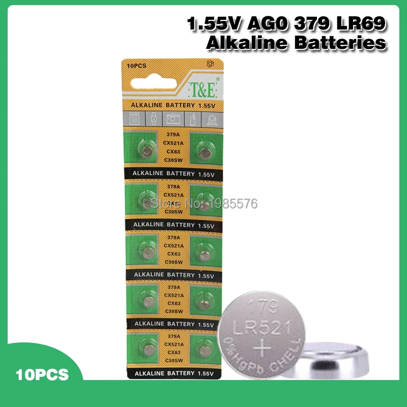 Щелочные батарейки AG0 10 шт., кнопочные батарейки AG0 379 618 618 GP379 D379 SR521SW SR63 LR521 D379 V379, кнопочные батарейки