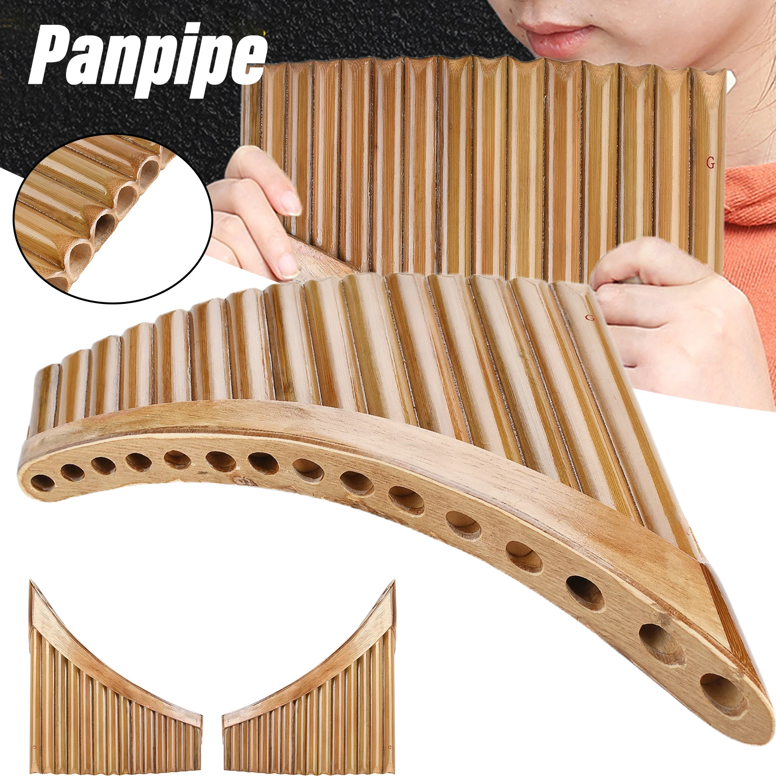 15 Pipes Bamboo Pan Flute G Key Chinese Traditional Musical Instrument Panpipes For Beginners and Students Best Gift Durable EDF
