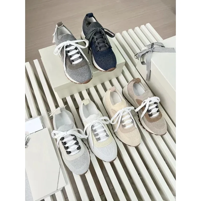 Женская футболка с круглым носком повседневная спортивная обувь вязаными