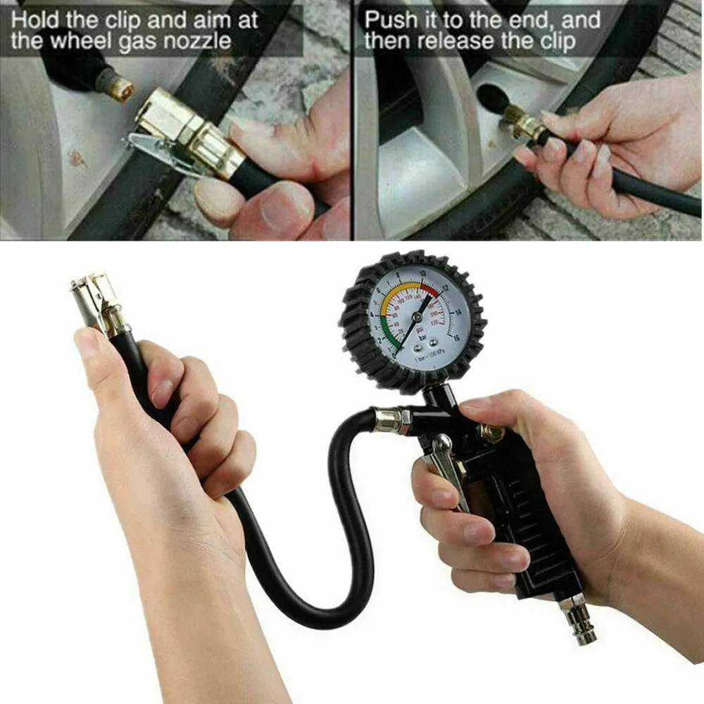 

Parts Tyre Pressure Gauge Replacement Truck 0-16bar/0-230psi Air Line Pump Auto