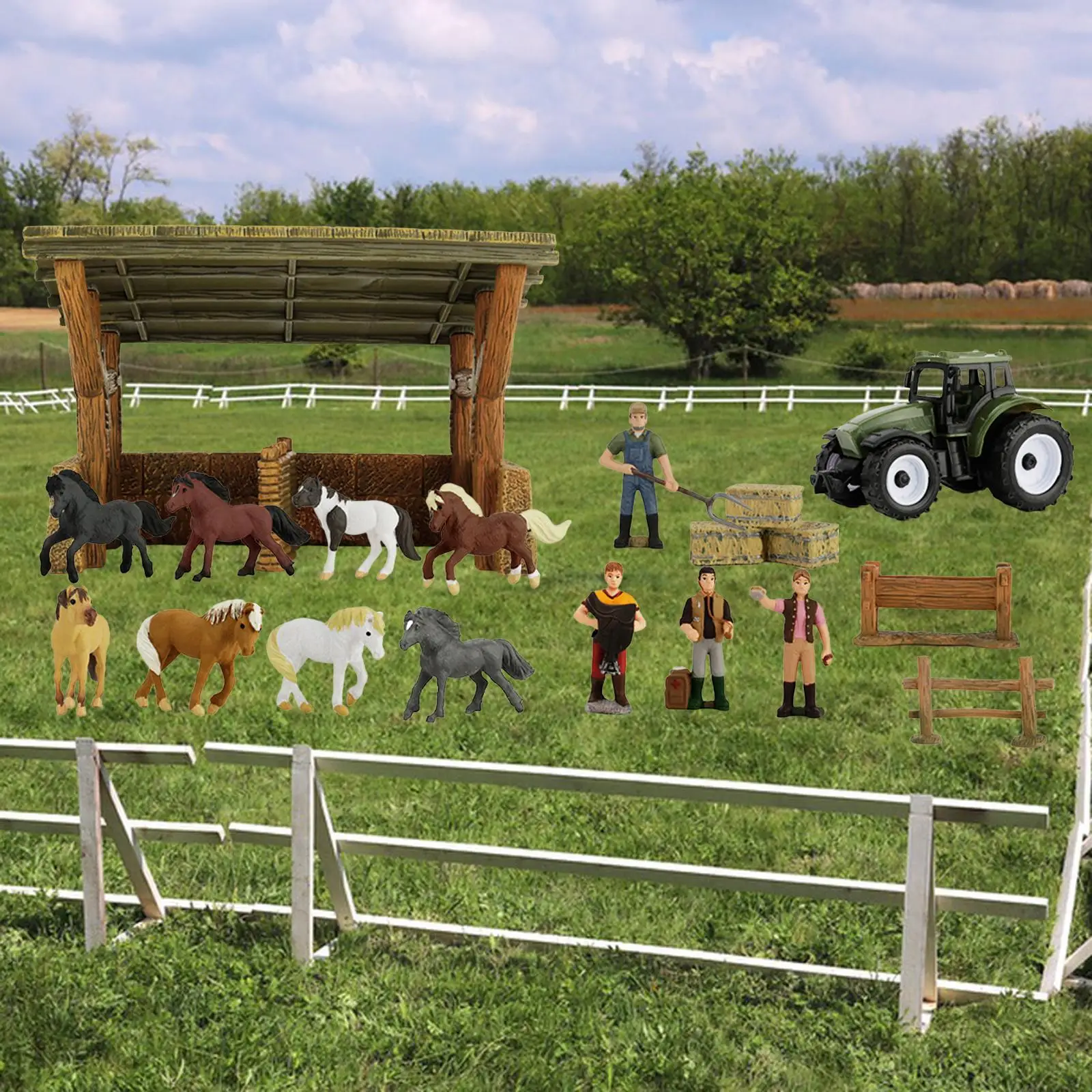 

Horse Stable Playset Toys Action Models Educational for Birthday Gift Child