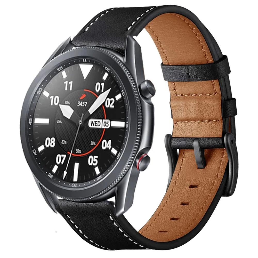 

For Samsung Galaxy Watch 3 Bands 20mm 22mm Quick Release Leather Strap for Galaxy Watch3 41mm 45mm/Active2 40mm 44mm Bracelet