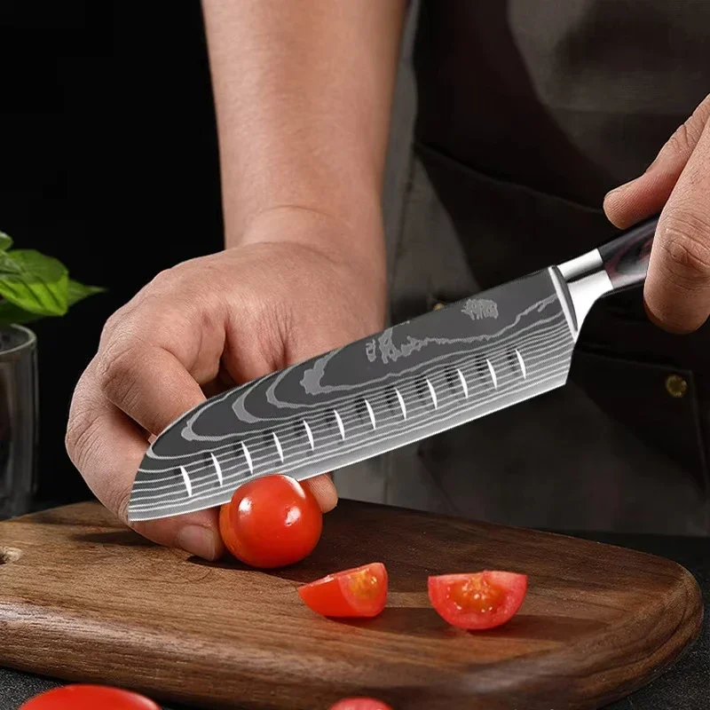 Нож Santoku из высокоуглеродистой стали нож сантоку кухонные ножи для нарезки