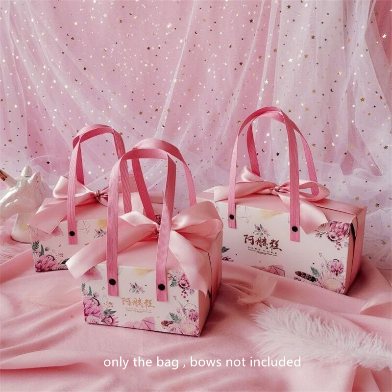 

LBSISI Life 5pcs Solid Ejiao Cake Portable Paper Gift Bags With Handle Homemade Handmade Packaging Decoration For Chinese Food