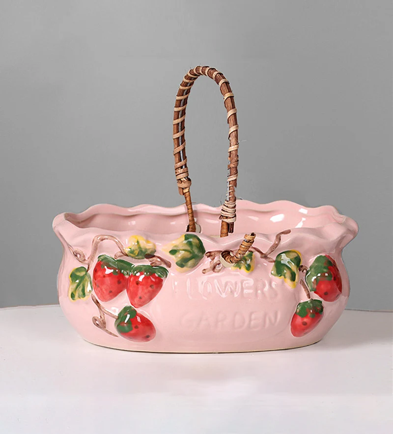 

Multi Meat Pot Large Diameter Coarse Pottery Breathable Large Meat Plant Basket Home Gardening Strawberry Watermelon Basket