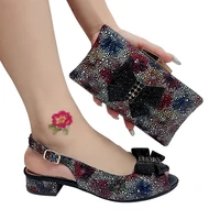 women low heels shoe and bag set italian comfortable sandals for lady summer new arrivals 2022 italy designer low heel shoe bag
