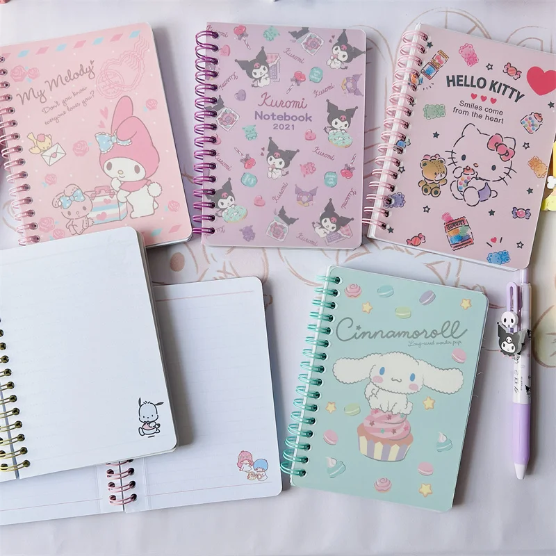 

Sanrio Cute Coil Notebook My Melody Cinnamoroll Kuromi PC Dog Hello Kitty Anime Figures Handbook Notepad Diary Kid Learning Gift
