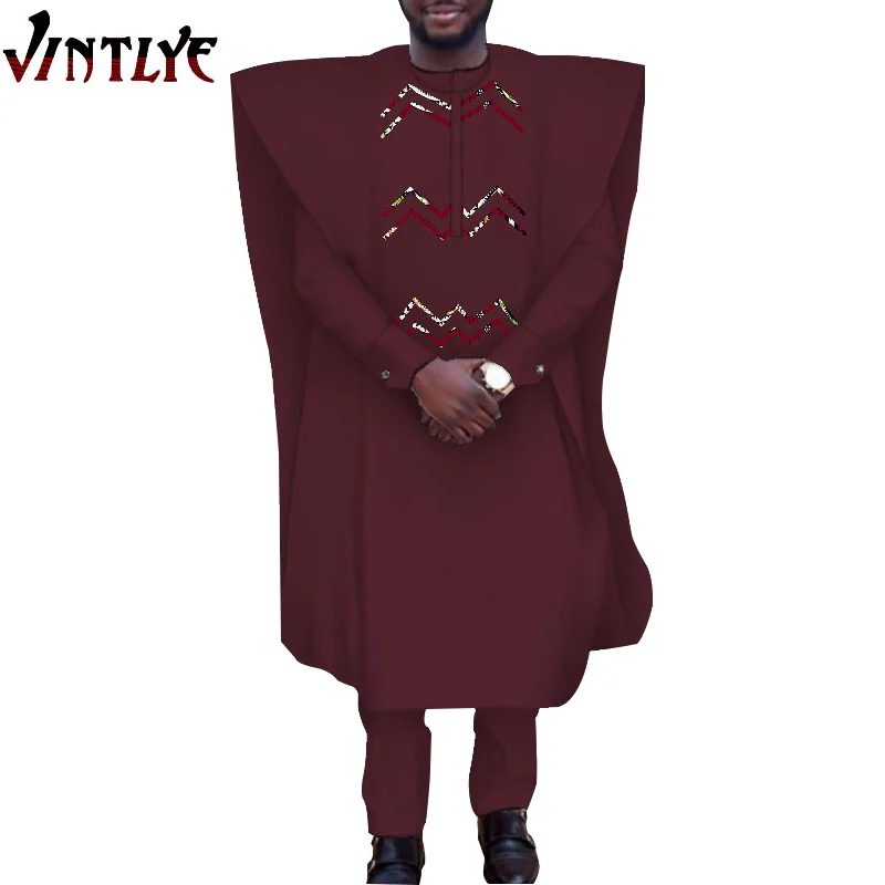 African Style Clothes for Men Bazin Riche Dashiki Men's Suits Nigeria Agbada Dubai Robe Casual Loose Summer Attire WYN1323