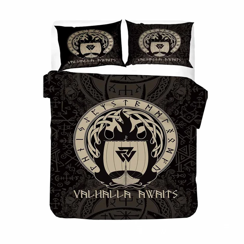 

Viking Duvet Cover Set Set Scandinavian Folklore Motifs Northern Germanic Culture Comforter Cover Pillowcases Mjollnir Bedding