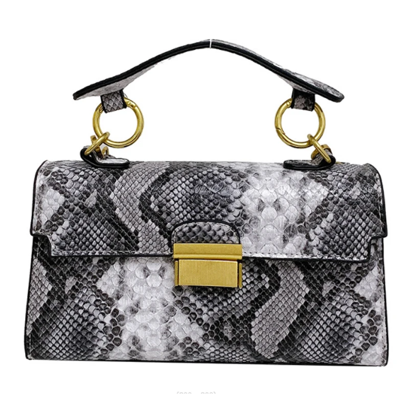 Дизайнерская женская сумка Новая через плечо контрастного цвета со змеиной