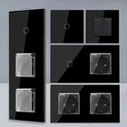 Черный сенсорный выключатель Bingoelec и водонепроницаемая розетка с прозрачной стеклянной панелью для домашнего ремонта